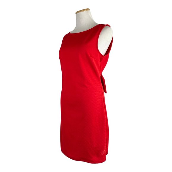 YOUARENOTALONE by H&M Dress Size Large Red Pullover Knit Deep V Back Bow Short - Picture 4 of 6